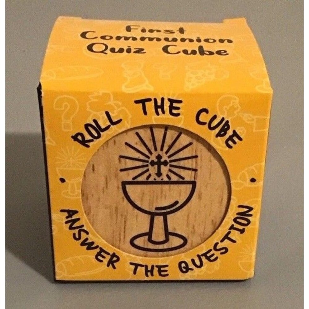 First Communion Quiz Prayer Cube, 2.25 in - Fun Way To Prepare for Communion NIB